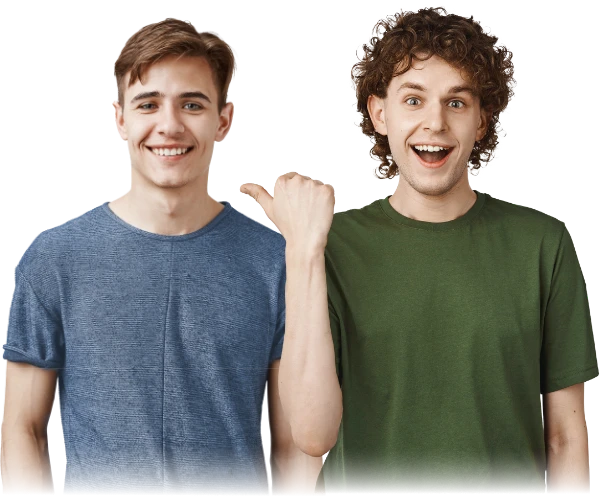 dwóch młodych uśmiechniętych mężczyzn